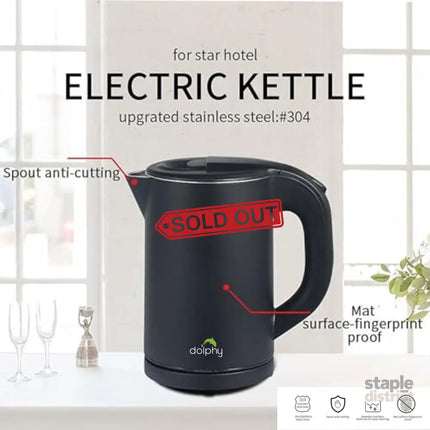 0.8L Stainless Steel Electric Kettle Black - Appliances > Kitchen Appliances > Kettles