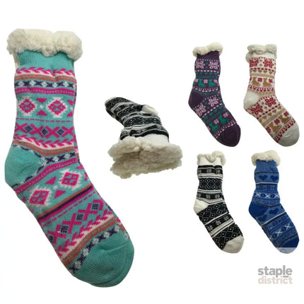 1 Pair Ladies Thick Fur Bed Socks Womens Soft Work Fluffy Slipper Non Slip - One Size - Fashion > Women’s Fashion >