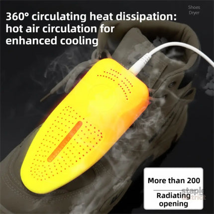 1 Pairs White Portable USB Shoe Dryer – Intelligent Constant Temp Boot Warmer Built-In Violet Light for Deodorising &