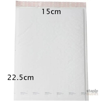 10 Piece Pack - 22.5cm x 15cm White Bubble Padded Envelope Bag Post Courier Shipping SMALL Self Seal - Commercial >