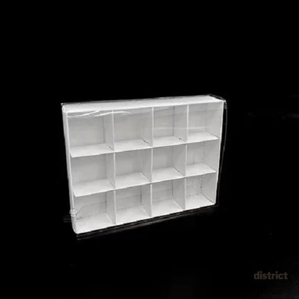 100 Pack of White Card Chocolate Sweet Soap Product Retail Gift Box - 12 bay 4x4x3cm Compartments - Clear Slide On Lid
