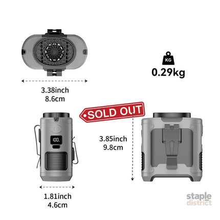 10000mAh Portable Outdoor Waist Fan Hanging Neck Strong Wind with Power Bank LED Lighting for Emergency Sports Outdoor