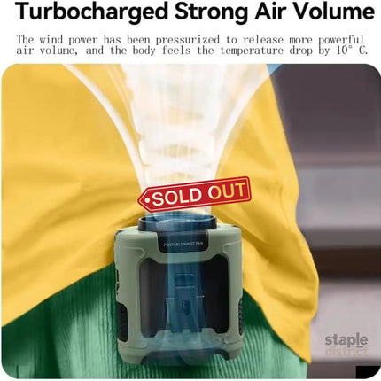 10000mAh Portable Outdoor Waist Fan Hanging Neck Strong Wind with Power Bank LED Lighting for Emergency Sports Outdoor