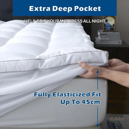 1000GSM Mattress Topper Viscose Derived from Bamboo Thick Pillowtop Fitted Mattress Cover with 45cm Deep Skirt