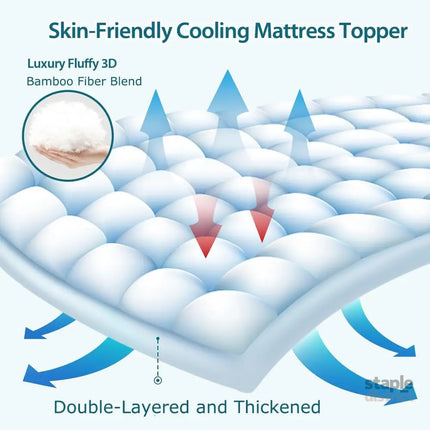 1000GSM Mattress Topper Viscose Derived from Bamboo Thick Pillowtop Fitted Mattress Cover with 45cm Deep Skirt