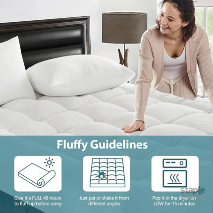 1000GSM Mattress Topper Viscose Derived from Bamboo Thick Pillowtop Fitted Mattress Cover with 45cm Deep Skirt