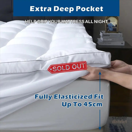 1000GSM Mattress Topper Viscose Derived from Bamboo Thick Pillowtop Fitted Mattress Cover with 45cm Deep Skirt