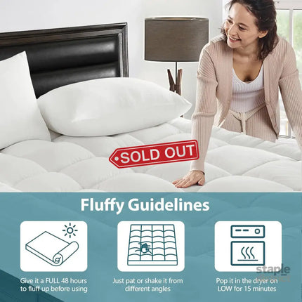 1000GSM Mattress Topper Viscose Derived from Bamboo Thick Pillowtop Fitted Mattress Cover with 45cm Deep Skirt