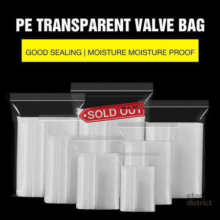 100PCS 100micron Bulk Clear Resealable PE Plastic Zip Bags - 20*28Cm - Commercial > Packaging > Postage Satchels & Boxes