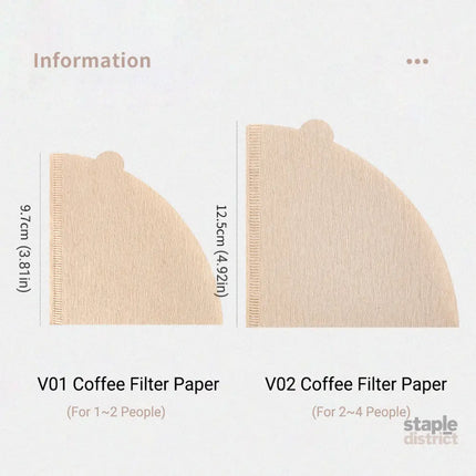 100PCS Coffee Filter Paper Drip Cone Funnel Handmade Filters for Coffee Machine - V02-100PCS - Appliances > Kitchen