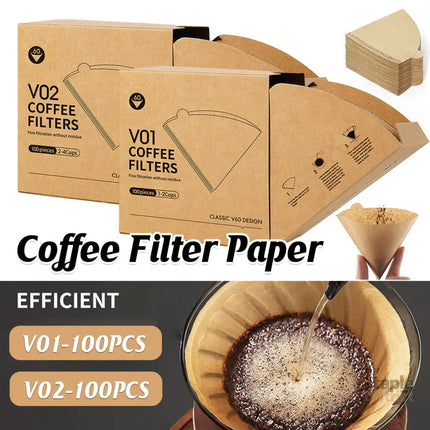 100PCS Coffee Filter Paper Drip Cone Funnel Handmade Filters for Coffee Machine - V02-100PCS - Appliances > Kitchen