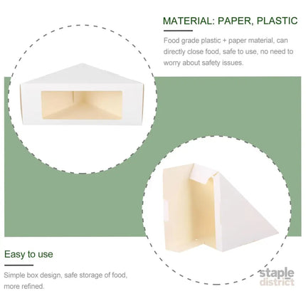 100PCS Sandwich Wedge Box Triangle Paper Container Cupcake Cake Box with Window - Cowhide - Commercial > Packaging >