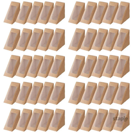 100PCS Sandwich Wedge Box Triangle Paper Container Cupcake Cake Box with Window - White - Commercial > Packaging >