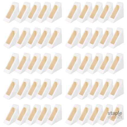 100PCS Sandwich Wedge Box Triangle Paper Container Cupcake Cake Box with Window - White - Commercial > Packaging >