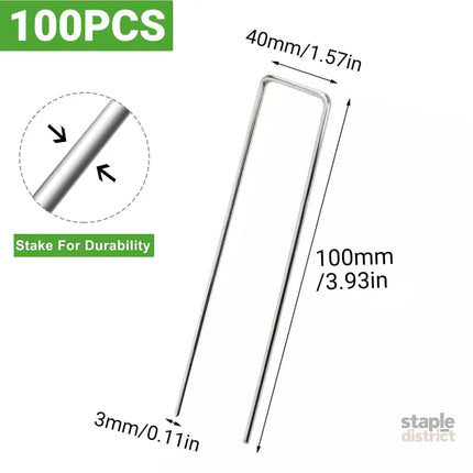 100pcs U Shape Ground Stakes Gardening Spikes Landscape Anchor Pins - Commercial > Commercial Others > Fencing &