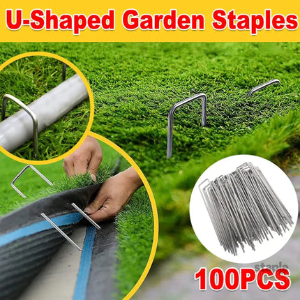 100pcs U Shape Ground Stakes Gardening Spikes Landscape Anchor Pins - Commercial > Commercial Others > Fencing &