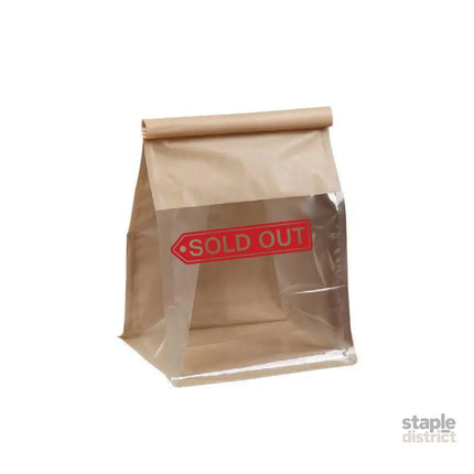 100x Kraft Paper Flat Bottom Cake Packaging Toast Bread Bags With Window Cowhide - 13X28 + 10CM - Commercial >
