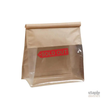 100x Kraft Paper Flat Bottom Cake Packaging Toast Bread Bags With Window Cowhide - 13X28 + 10CM - Commercial >