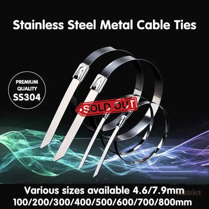 100x Stainless Steel Cable Ties SS304 Marine Grade Zip Strap Locking Wrap 100-800mm - 4.6*350mm - Commercial >