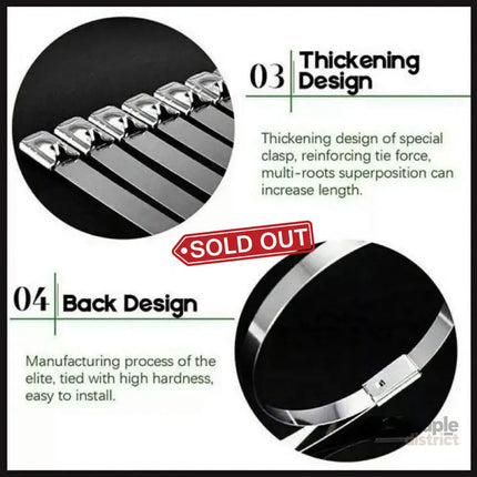 100x Stainless Steel Cable Ties SS304 Marine Grade Zip Strap Locking Wrap 100-800mm - 4.6*350mm - Commercial >