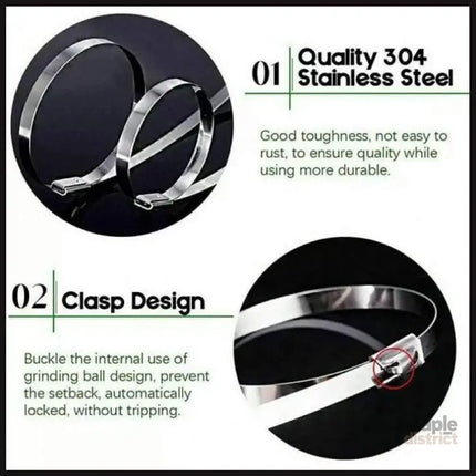 100x Stainless Steel Cable Ties SS304 Marine Grade Zip Strap Locking Wrap 100-800mm - 4.6*600mm - Commercial >