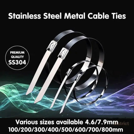 100x Stainless Steel Cable Ties SS304 Marine Grade Zip Strap Locking Wrap 100-800mm - 7.9*150mm - Commercial >