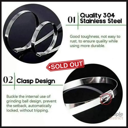 100x Stainless Steel Cable Ties SS304 Marine Grade Zip Strap Locking Wrap 100-800mm - 7.9*500mm - Commercial >