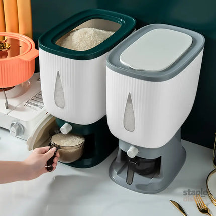 10kg Rice Storage Bucket Household Metering Rice Container Large Capacity - Green - Commercial > Packaging > Postage