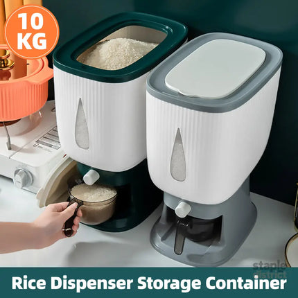 10kg Rice Storage Bucket Household Metering Rice Container Large Capacity - Green - Commercial > Packaging > Postage