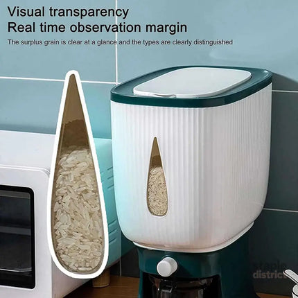10kg Rice Storage Bucket Household Metering Rice Container Large Capacity - Grey - Commercial > Packaging > Postage