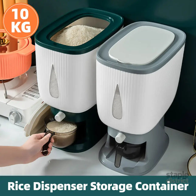 10kg Rice Storage Bucket Household Metering Rice Container Large Capacity - Grey - Commercial > Packaging > Postage