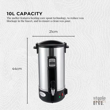 10L Orku Candle Wax Heater With Core Heating Tap - Electric Warmer Melter Pot - Home & Garden > Hobbies > Arts & Crafts