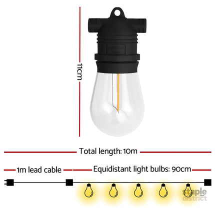 10m Festoon Lights Christmas Fairy String Lights Outdoor Party Garden Decor - Occasions > Christmas > Outdoor