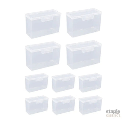 10PCS Card Storage Box Transparent Plastic Holder ID Business Card Organizer - Long And Tall - Commercial > Commercial