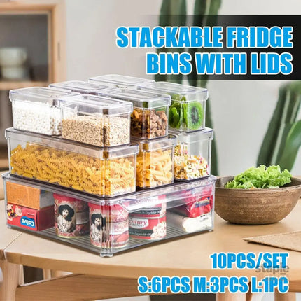 10PCS Clear PET Refrigerator Storage Box Food Grade Fruit Freezer Organizer Set - Commercial > Packaging > Postage
