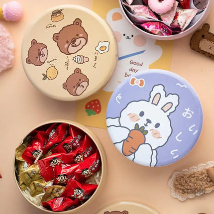 10PCS Cookie Tin Box Metal Biscuit Gift Box Candy Packaging Dragon Year Baking - Bread Bear (bump) - Commercial >