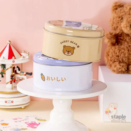 10PCS Cookie Tin Box Metal Biscuit Gift Box Candy Packaging Dragon Year Baking - Bread Bear (bump) - Commercial >