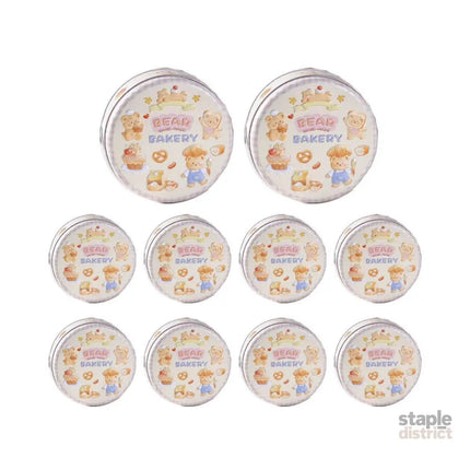 10PCS Cookie Tin Box Metal Biscuit Gift Box Candy Packaging Dragon Year Baking - Bread Bear (bump) - Commercial >