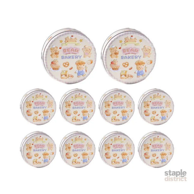 10PCS Cookie Tin Box Metal Biscuit Gift Box Candy Packaging Dragon Year Baking - Bread Bear (bump) - Commercial >
