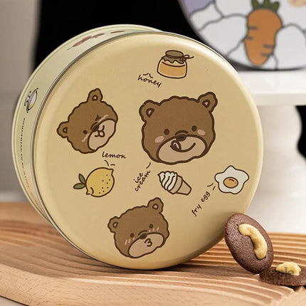 10PCS Cookie Tin Box Metal Biscuit Gift Box Candy Packaging Dragon Year Baking - Bread Bear (bump) - Commercial >