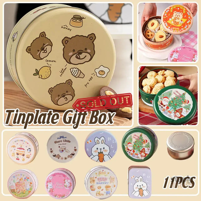 10PCS Cookie Tin Box Metal Biscuit Gift Box Candy Packaging Dragon Year Baking - Carrot Rabbit - Commercial > Packaging