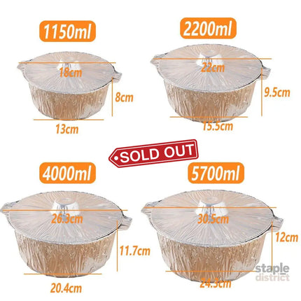 10PCS Duty Aluminum Foil Pots for Hotpot Camping Picnic Tinfoil field cutlery - 4000ml - Commercial > Packaging >