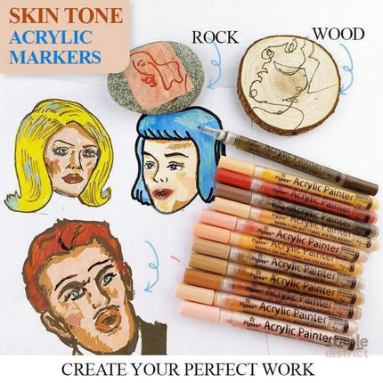 12 Colours Acrylic Paint Pens Markers Skin Tone - Commercial > Commercial Others > Office Supplies