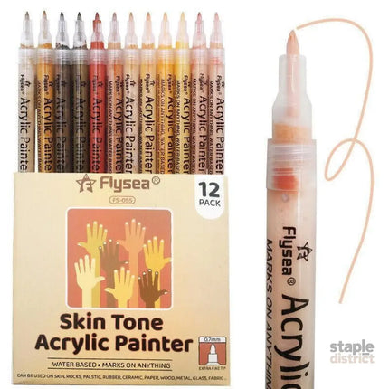12 Colours Acrylic Paint Pens Markers Skin Tone - Commercial > Commercial Others > Office Supplies