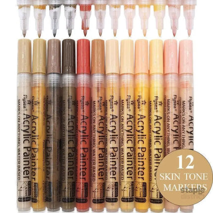 12 Colours Acrylic Paint Pens Markers Skin Tone - Commercial > Commercial Others > Office Supplies