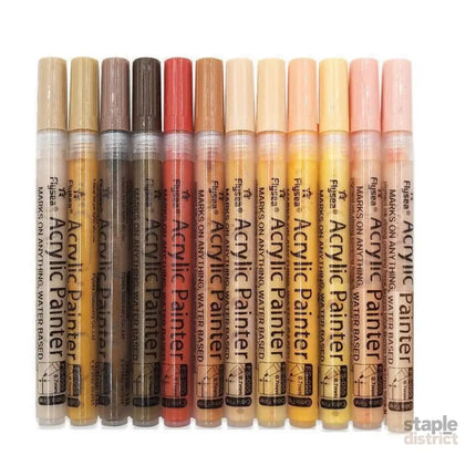 12 Colours Acrylic Paint Pens Markers Skin Tone - Commercial > Commercial Others > Office Supplies