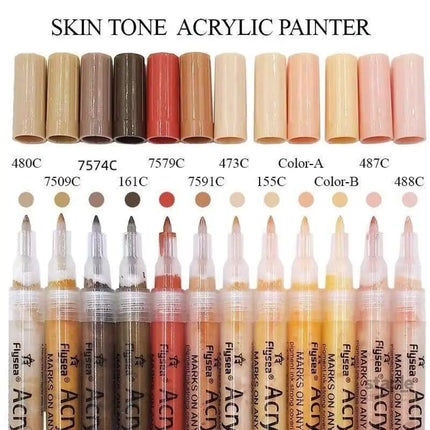 12 Colours Acrylic Paint Pens Markers Skin Tone - Commercial > Commercial Others > Office Supplies