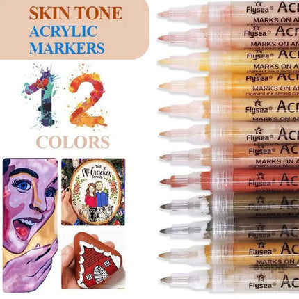 12 Colours Acrylic Paint Pens Markers Skin Tone - Commercial > Commercial Others > Office Supplies