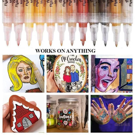 12 Colours Acrylic Paint Pens Markers Skin Tone - Commercial > Commercial Others > Office Supplies