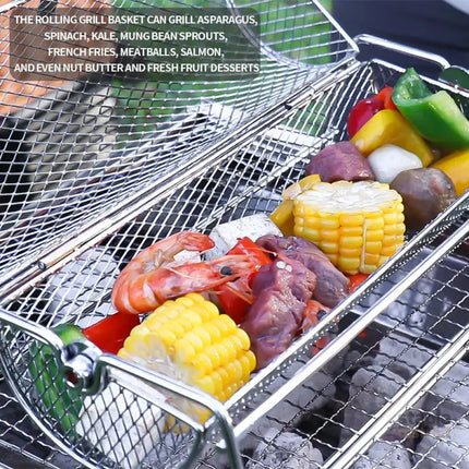 12-Inch Stainless Steel Rolling BBQ Grill Mesh Rotisserie - Appliances > Kitchen Appliances > Toasters & Grills